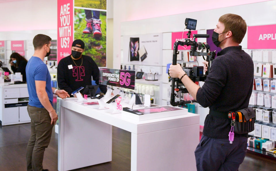 Seattle video production crew working on set