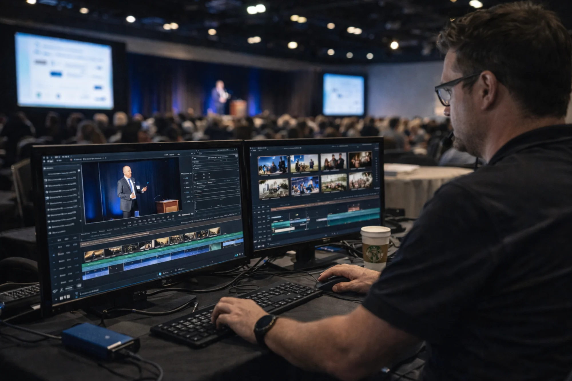 On-site editor producing same-day event highlights