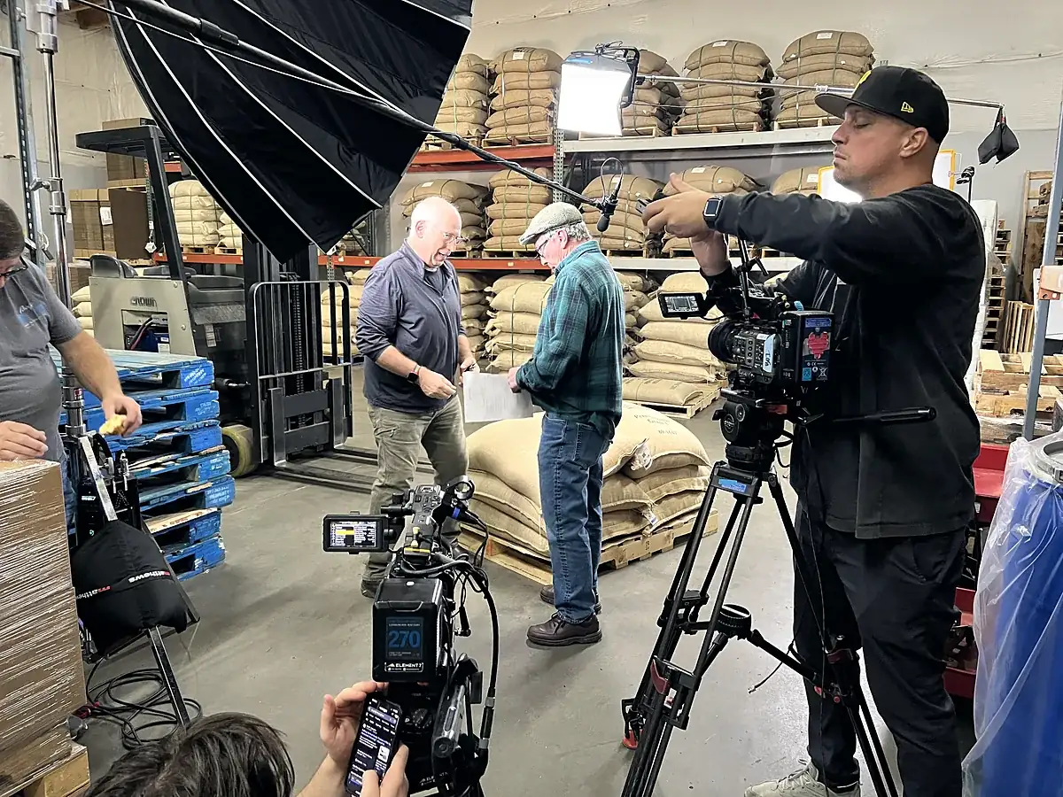 Element 7 crew filming a documentary interview on location