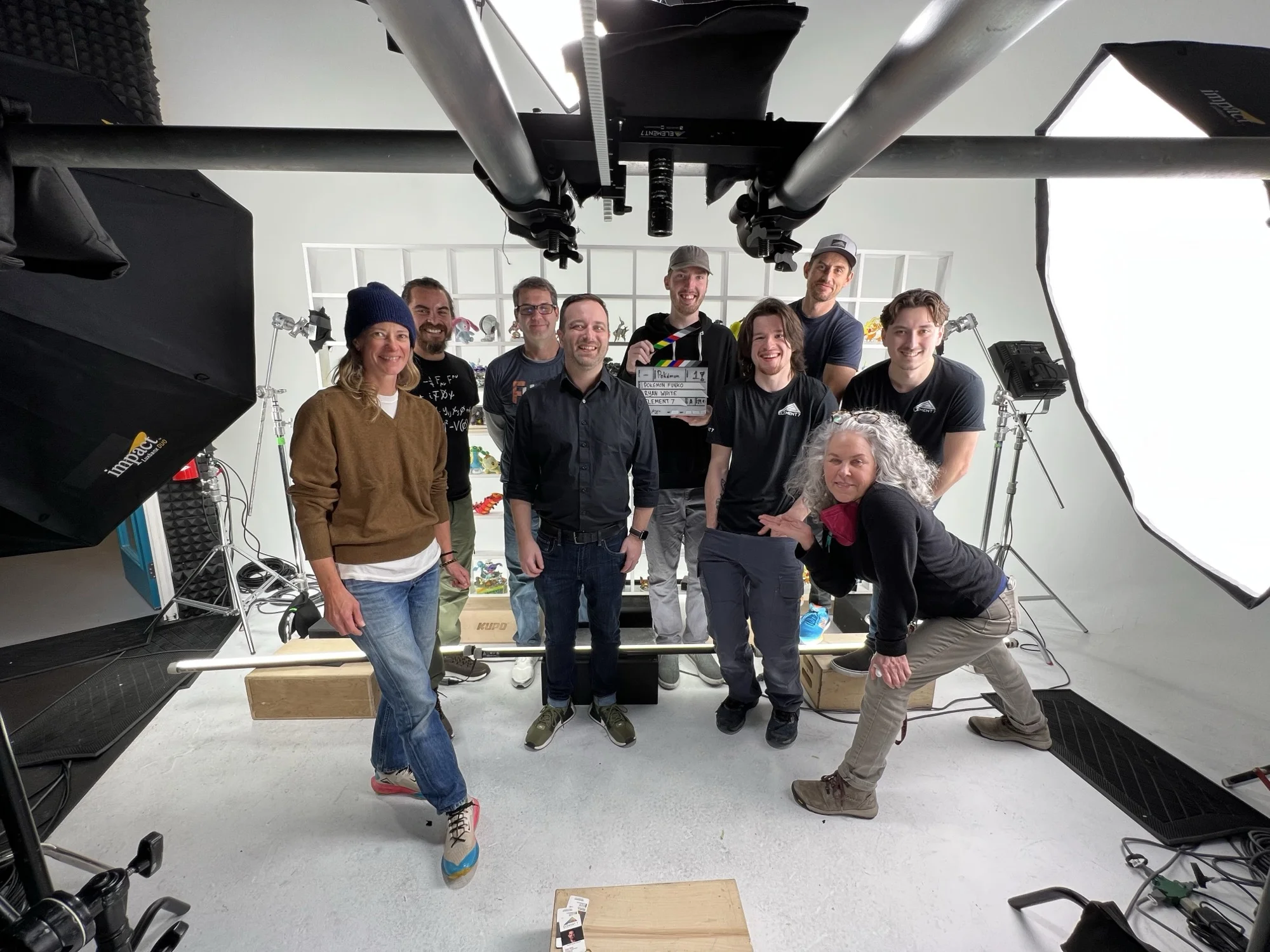 Element 7 crew and gear team on set in the studio